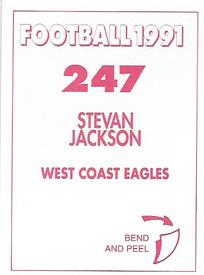1991 Select AFL Stickers #247 Stevan Jackson Back